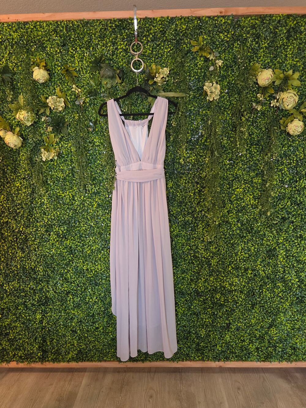 Long gray chiffon dress